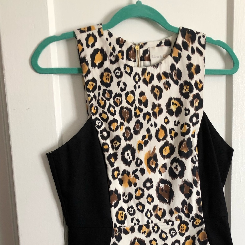 Cheetah print color block dress